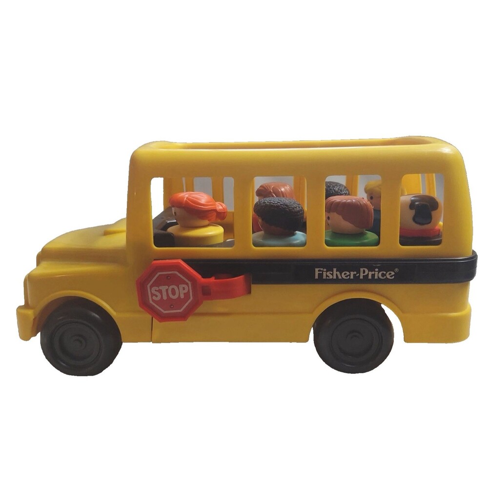 1991 Fisher-Price Little People School Bus #2372 with 7 Chunky Figures Vintage